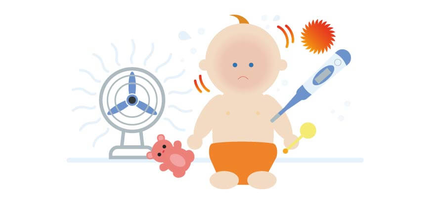 Illustration du bébé avec de la fièvre  