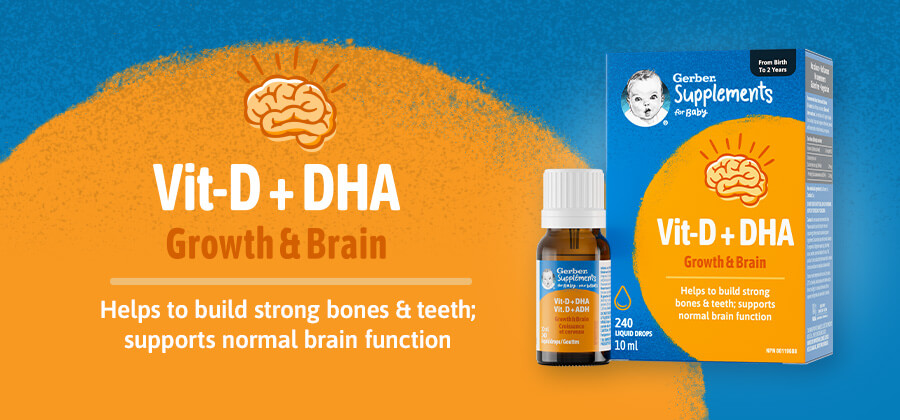 GERBER Supplements, Vit-D + DHA Liquid Drops
