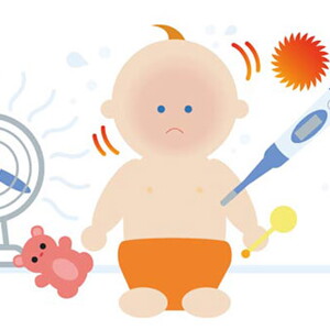 Illustration du bébé avec de la fièvre Illustration du bébé avec de la fièvre