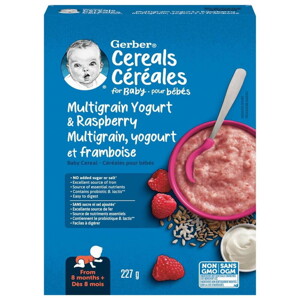 Gerber Multigrain Yogurt and Raspberry Baby Cereal Gerber Multigrain Yogurt and Raspberry Baby Cereal